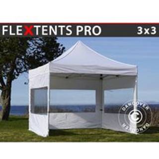 Foldetelt FleXtents Easy up pavillon PRO 3x3m Hvid, inkl. 4 sider