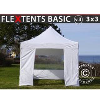 Foldetelt FleXtents Easy up pavillon Basic v.3, 3x3m Hvid, inkl. 4 sider