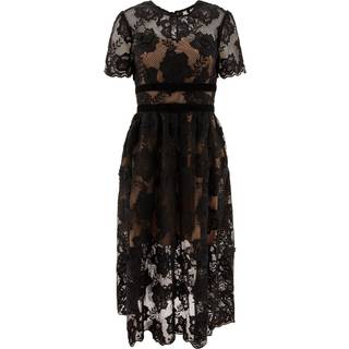 Self-Portrait Lace Velvet Bow Midi Dress UK 6 (EUR 34) - Black - UK 6 (EUR 34)