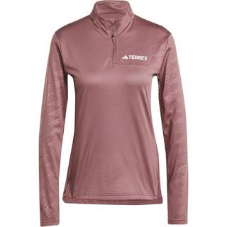 adidas MT Half-Zip Long Sleeve Women - Brown, Size L - brown