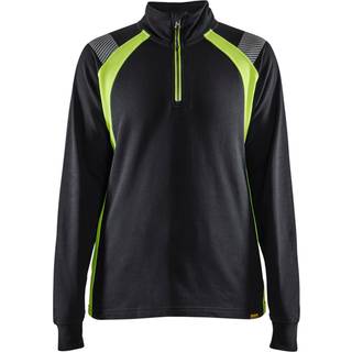 Blåkläder 3403 Dame Sweatshirt half zip / Dame Sweatshirt half zip - L - Sort/High Vis Gul