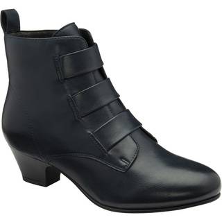 Lotus Lotus Blue Leather Block Heel Ankle Boots