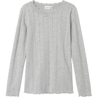 NAME IT Hulmønster Bluse Freda Grey Melange