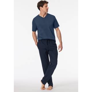 Schiesser Mix and Relax Cotton Long Pants - Navy-2 - X-Large
