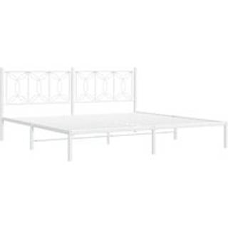 Sengeramme Med Sengegavl Metal - Hvid / med hovedgærde / 200 x 200 cm
