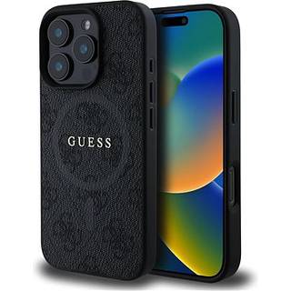 iPhone 16 Pro Max Guess 4G farvet ringcover - MagSafe-kompatibel - Sort