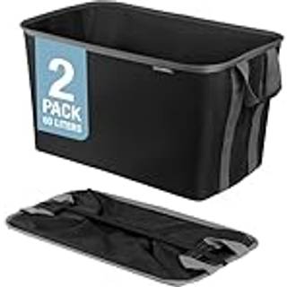 Clevermade sammenfoldelig vaskekurve midnat sort/skygge grå 2pk - 60L (16 gal) sammenfoldelig vaskeri med robust pop -up wire ramme og bær håndta