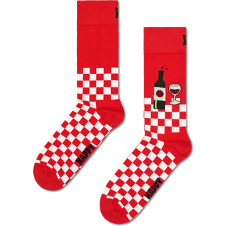 Wine And Dine Crew Sock | Fun Food Novelty Socks - Red, White, Dark Green, Green - 36-40