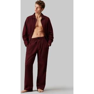 Calvin Klein Flannel Sleep Button Pant Set Male - Wine red - Small
