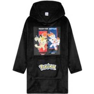 Pokemon Hoodie for Boys Pikachu Oversized Blanket Hoodie Kids Fleece Poncho (Black Meowth/Scorbunny)