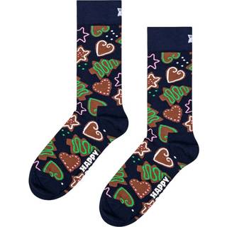 Navy Gingerbread Cookies Sock | Novelty Christmas Socks - Navy, Dark Brown, White, Pink, Light Green - 36-40
