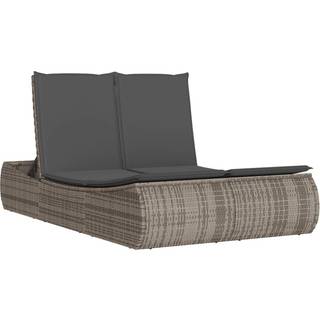 loungesofa med hynder polyrattan grå