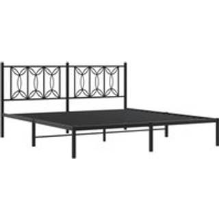 Sengeramme Med Sengegavl Metal - Sort / med hovedgærde / 180 x 200 cm