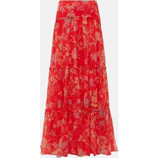 Etro Floral tiered silk maxi skirt - red - S