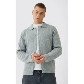 Mens Light Grey Regular Fit Knitted Shirt