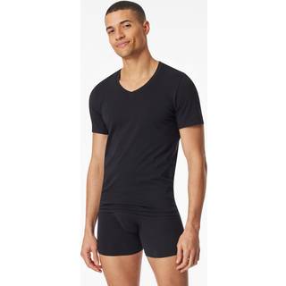 Schiesser Premium Cotton V-neck Shirt - Black - X-Large