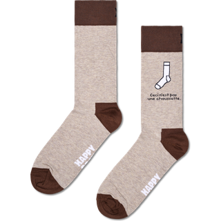 Beige Novelty Sockless Crew Sock | Fun Socks - Beige, Brown, White, Black - 36-40