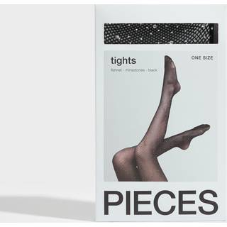 Pieces - Sort - Pcclaire Fishnet Glitter Tights D2D - Onesize
