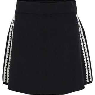 Object Collectors Item Objrashia Knit Hw Re Short Skirt Black/DETAIL: WHITE THREAD S