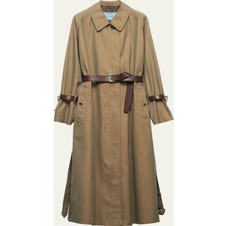 Single-Breasted Cotton Twill Trench Coat in Olive - 40