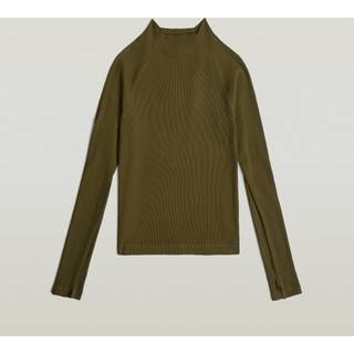 Slim Rib Mock Top - Green - Women