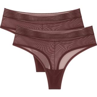 Triumph 2-pak Tempting Sheer Highwaist String - Darkbrown - Large