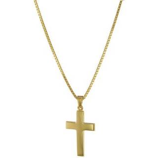 trendor 75221 Kreuz-Anhänger 24 mm Gold 333 (8 Kt.) mit plattierter Halskette