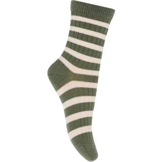 Mp Olivine Strømper Uld Striber (2-pak) - Str. 29/32