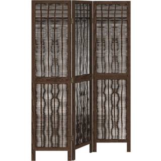 Rumdeler 3 Paneler Massivt Kejsertræ Mørkebrun - 3 / 40 x 160 cm