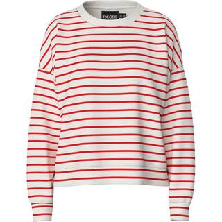 Pieces Dame Chili Striped Sweatshirts beige