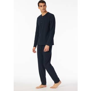 Schiesser Mix and Relax Long Shirt Button Placket - Darkblue - Large