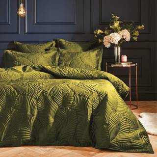 Paoletti Paoletti Green Palmeria Quilted Duvet Cover and Oxford Border Pillowcase Set