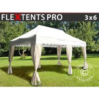 Foldetelt FleXtents Easy up pavillon PRO "Wave" 3x6m Hvid, inkl. 6 pyntegardiner