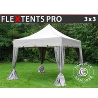 Foldetelt FleXtents Easy up pavillon PRO "Peaked" 3x3m Latte, inkl. 4 pyntegardiner