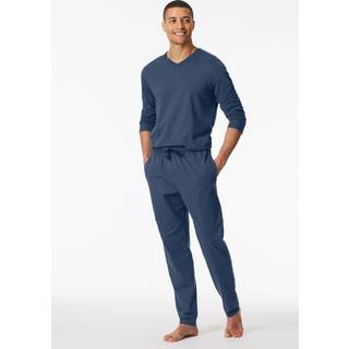 Schiesser Mix and Relax Cotton Long Pants - Blue - 3XL