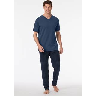 Schiesser Mix and Relax V-neck Short Sleeve - Blue - XX-Large