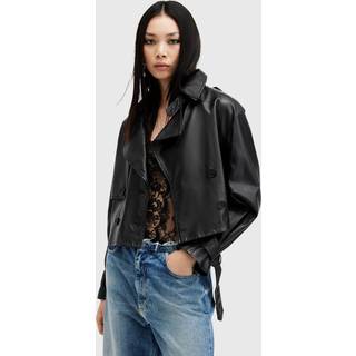 All Saints AllSaints Black Hendry Crop Trench Jacket