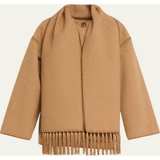 Toteme Embroidered wool-blend scarf jacket - brown - XL+