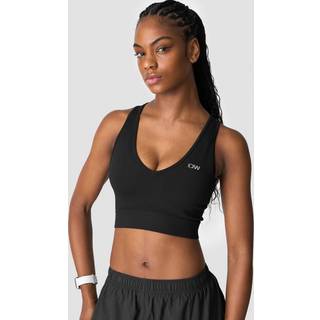 Ribbed Define Seamless Cropped V-neck Tank Top Black