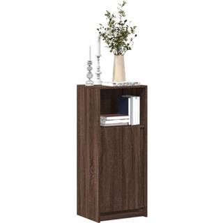 reol med LED 42,5x34x100 cm konstrueret træ brun egetræ