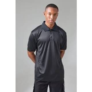 Mens Black Man Active Button Up Golf Performance Regular Fit Polo