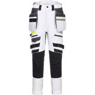 DX4 hi-vis bukser med aftagelige hængelommer - Hvid (Størrelse: 34)