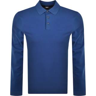 BOSS Pado 30 Long Sleeved Polo T Shirt Blue