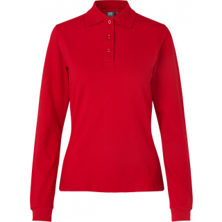 ID 0545 Langærmet poloshirt stretch dame Rød S
