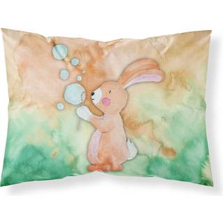 """" Caroline's Treasures Rabbit and Bubbles Watercolor Pillowcase Standard Multicolor """"