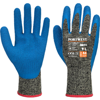 Aramid HR latex skærefast handske - Sort/Blå (Størrelse: XXXL)