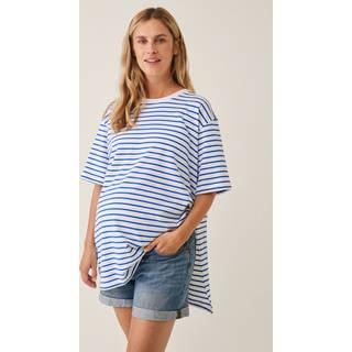 Boob Oversized T-shirt med Slids, Stripe White/Blue, XL-XXL