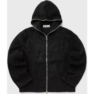 Full Zip Hood in Black Hairy Wool - 46