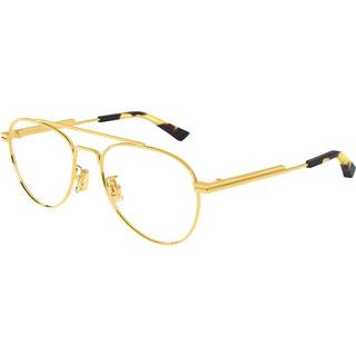 Bottega Veneta Unisex BV1340OK 001 Optiske stel Metal Guld Transparent Pilot