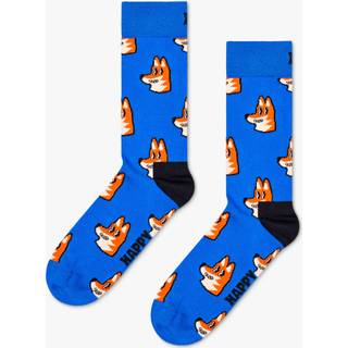 Blue Fox Crew Sock | Fun & Colorful Animal Socks - Blue, Orange, White, Black - 41-46
